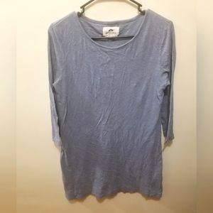 British Khaki 3/4 Sleeve Dusty Blue Gray Fully Lined Midi Tshirt Dress Medium